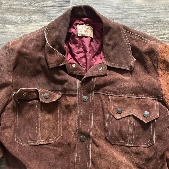 Vintage 60s Ramos Cowhide Western Suede Leather Jacket Size 40 - Picture 3 of 6